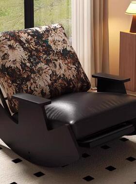 VBZ实椅木摇摇躺椅客厅沙发椅人阳台懒椅单人休闲椅人沙发复古懒