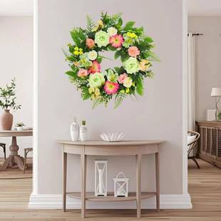 仿真玫BLS瑰花环春夏节装饰品门派对摆布景装饰婚礼迎宾挂布置日