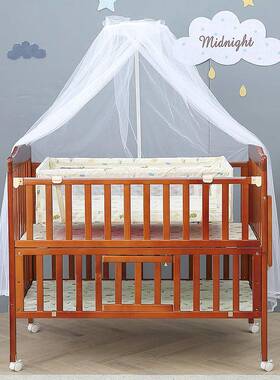 棕婴儿色床实木宝宝摇篮床双带储物BRY可加层长儿童拼床婴幼儿接