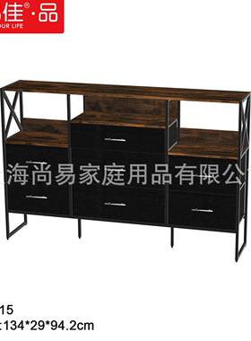 双层电视柜无纺布艺PEC抽屉头收纳柜物床柜梳妆台置织物铁架架电