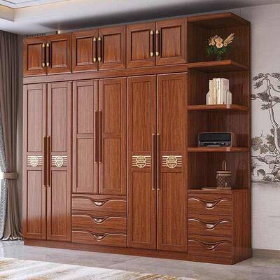 桃木木衣柜现代中式家用卧室全木小户型多实实层收胡纳储物65大衣