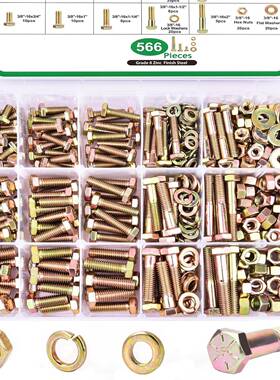 盒装07p强cs/56螺6-523pcs722pcs高度彩锌9外六128角螺栓母套装