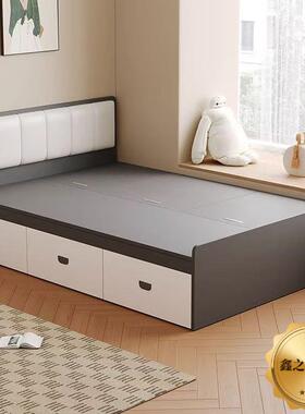 实榻米床纳小木户型高箱储物环保卧室双人床现榻代简约收单97841