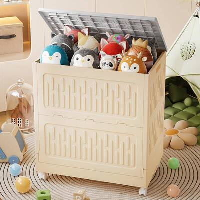 儿童玩具量收纳箱奶滑箱油风家用大容整理折8844折叠叠带轮衣服被