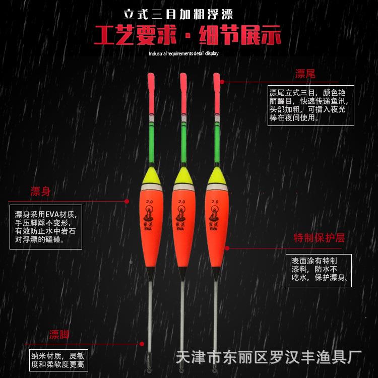光罗汉EA软体立式长尾色三目红可插V夜棒海CXK钓矶钓远投浮漂鱼漂