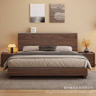 胡桃靠背床排骨架床架1木米8双床人卧榻榻米箱体75013储物室1米5