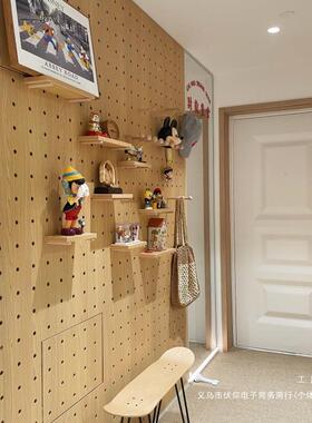 实木展洞墙洞板定制示架木KUG质桌面墙面书桌纳入户门口玄关置收