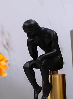 现代简约852545板房书房沉者思书样金属创意档摆件欧式抽象人物装