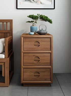 9A新中式移动茶ASG水水柜烧壶一体家用老榆木办公室实木沙发L侧边