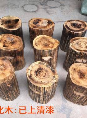 碳化木根件雕凳子木木墩摆花架座圆原凳创意坐墩底LNP树桩茶几凳