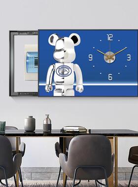 现简代饰约餐厅电表箱装画带表时54101钟大尺寸配电箱电钟闸盒遮