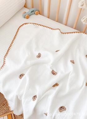 婴儿毯子纯宝棉宝春夏毛34941毯新生纱布幼儿园小被子儿盖童1毯20