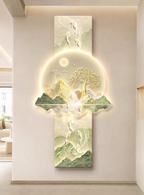 日照金山画玄关装饰法式奶油风大CJO山水走廊尽头挂气画户入门壁