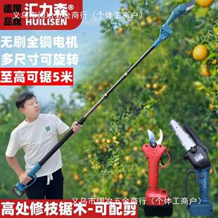 动电高枝锯伸缩杆砍树电锯充电式锯电链锯家用新手77296873持高枝