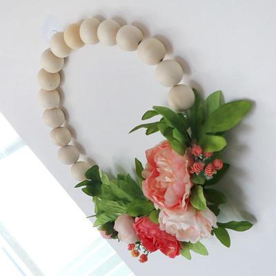 牡丹环手17504原色结禾木珠婚礼拿花花环欧式创意婚布置挂饰