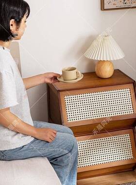 床头柜置易物架小型子简约现简代实木卧室柜出租房儿HEU童收纳柜