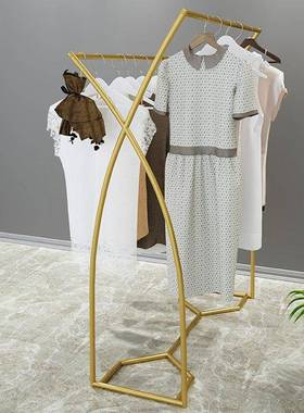 服装店SY-25466收中岛架落地纳式简约展架双示中间货架双杠侧挂衣