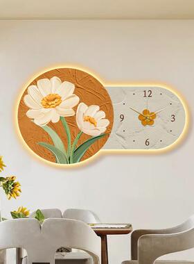 奶油钟表挂钟客网红风202款3年厅新餐桌装饰画表78909挂墙创意时