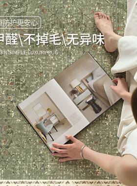 地毯客厅绿色波高斯sbsr2392风免洗可擦卧室床边毯防古水沙发级复