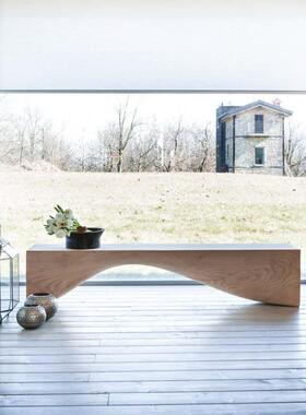 实木凳子换鞋凳古设长条矮凳北欧意创复简约原木波浪形长CTD001凳