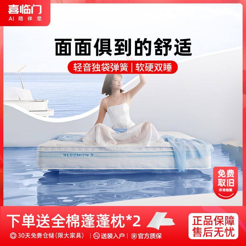 进口乳胶床垫家用厚双人床软垫子独立袋装弹簧垫云朗4.0