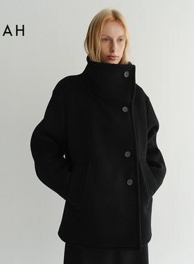 EAAH 韩国品牌 2025秋冬毛呢外套立领韩版女装设计感通勤羊毛大衣