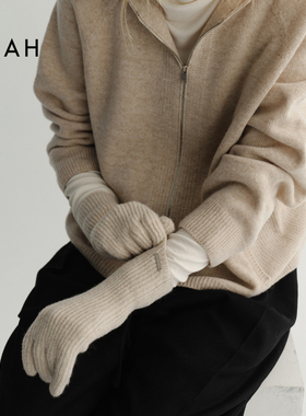 EAAH  韩国品牌 秋冬高级感百搭保暖羊毛针织毛线分指手套