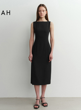 EAAH 韩国品牌 女装25夏季极简风无袖连衣裙收腰中长款优雅背心裙