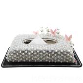 正品 巾雅创越汽珍珠镶钻纸巾盒女神意车车摆件车载纸盒钻石车用抽