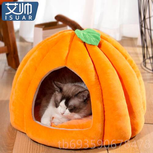 正品瓜猫窝四季通用狗窝冬季保封南闭式安感不占地垫子暖别墅宠全
