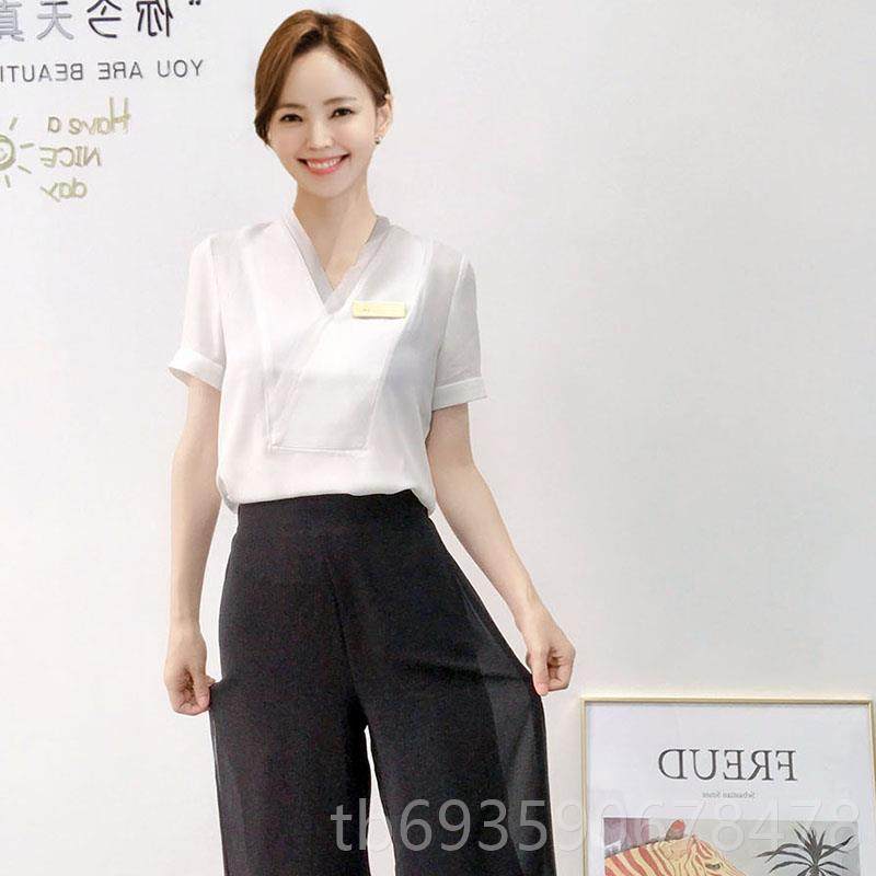 正品美容师工作服套女夏皮肤管理美妆养生S装PA中式美工容院装职