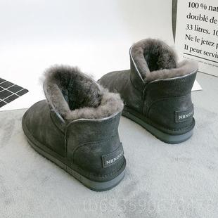 正品 真皮防水防滑保暖短女雪地集尚靴皮草成加厚羊毛靴学生时户外