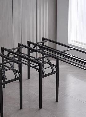 #折叠桌架子QYO长条桌腿支架双层单铁桌子折叠铁艺桌架层简约白架