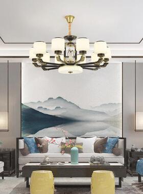 中式新吊灯锌合金客33592厅灯现代中国风厅餐高端复式灯楼中空灯