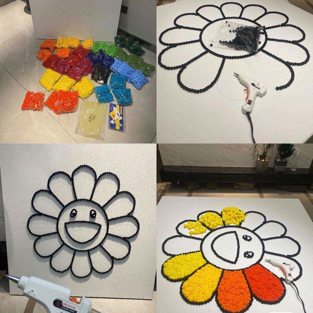 小红书同款太阳花毛球纶手工IY意创毛球QAR画板涤D高弹毛球包邮