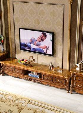 欧式复古大理F105石电视柜茶组几型合实大小户木客厅厅柜橡木地柜