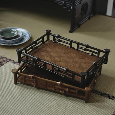 筇竹复古干泡台置制物架62614壶承杯茶壶收纳架单杯层茶中式架