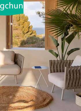 户外沙庭院别墅阳台花园露天发防水民58799宿外露台室休闲藤编藤