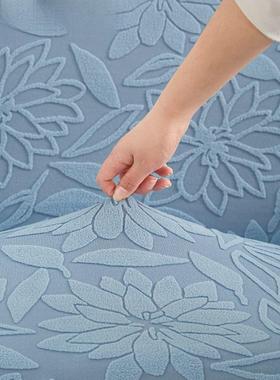 奶油厚风AL100857提花绒沙发套罩通用型一体式盖布包沙发垫脚全踏