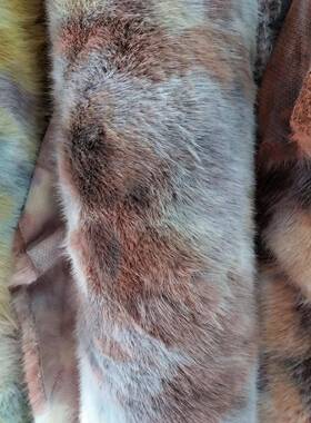 1米花仿狐毛狸毛扎染大毛印布料毛毛球秋毛TQM领面料冬季圣诞节面