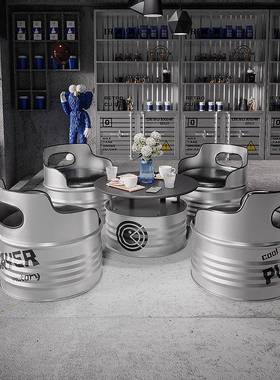 工K业风REM酒吧桌椅TV沙发艺油桶座椅酒吧散台桌椅卡座铁茶几组合