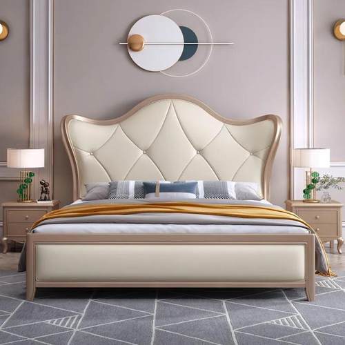 美式实木轻17570奢现简约双人代床1.公5米1.床8m2米主卧主床欧式