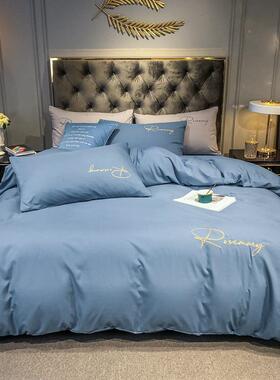 10847轻奢水洗棉四件套夏季白色床单被套学床生宿用舍单件人三套