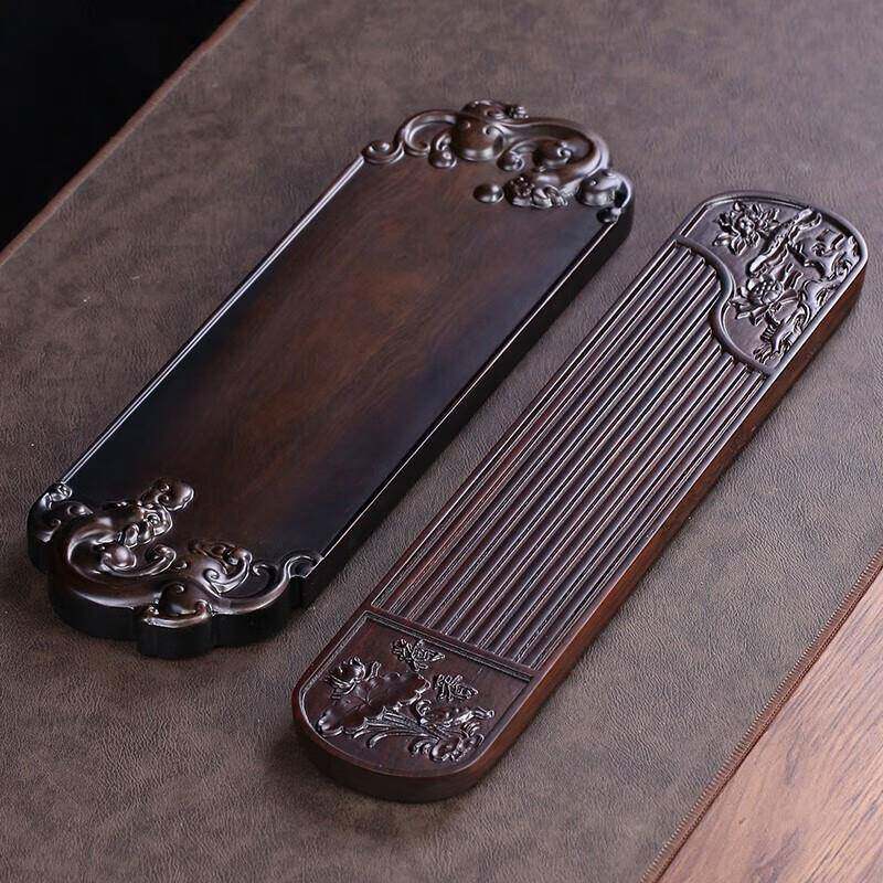 黑檀木壶彩绘小号整块实承木大托盘230909A2简约复古风茶台干泡台