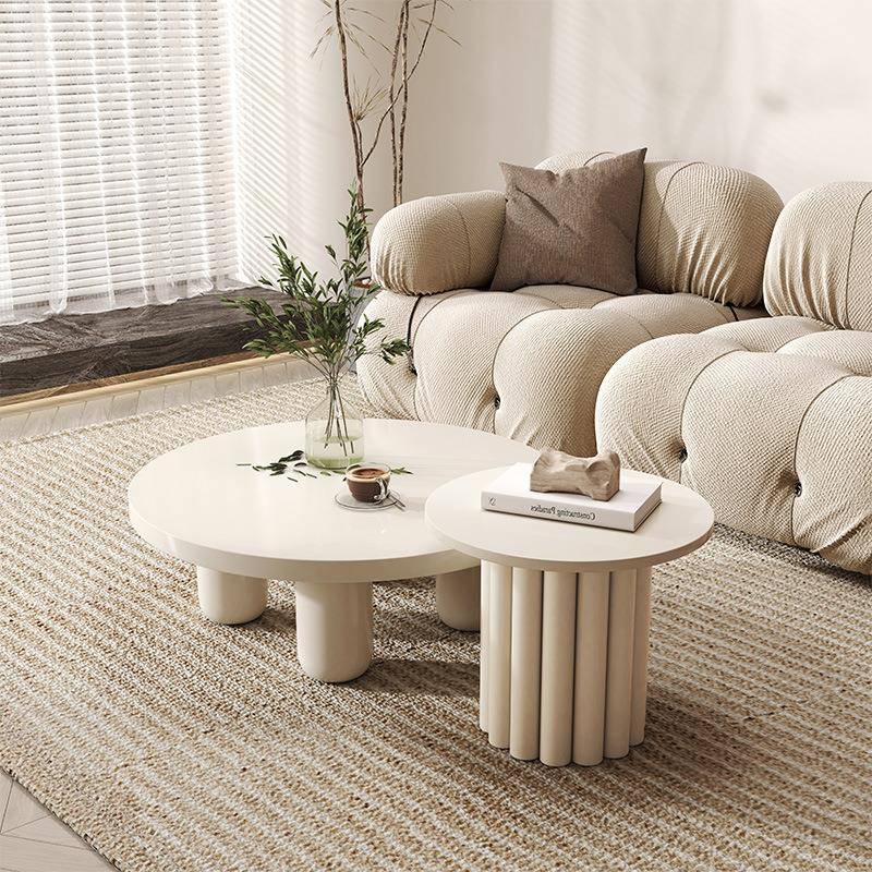 式奶油风圆茶几简约小户型用法客厅家轻奢现代个性创意民宿圆桌茶