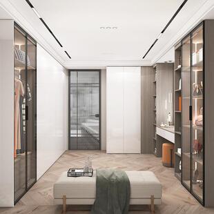 铝合金衣柜蜂窝梳妆全屋定制台多板能储物柜全璃铝家具玻门功橱柜