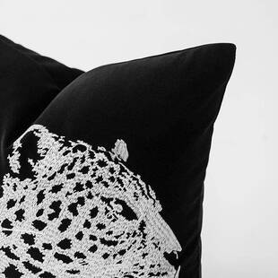 轻奢板黑白FYJ金钱豹抱枕套客厅沙发靠垫套绣酒店样间高端床头靠
