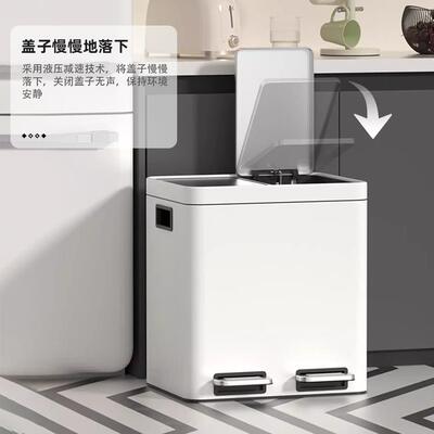 厨家房分类垃圾桶用大容商量脚踏式干湿垃圾分类带TLC盖餐余圾垃