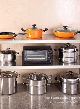 厨房简易两层不锈钢置物架功能箱微波炉多打架烤架免孔收纳IDE架