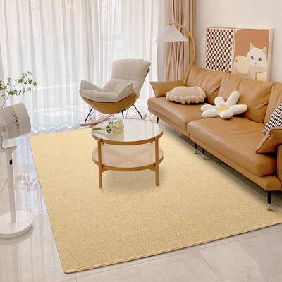 手工编织棉地家毯客厅茶几卧室NLY床现边毯简约北欧代纯素色棉用